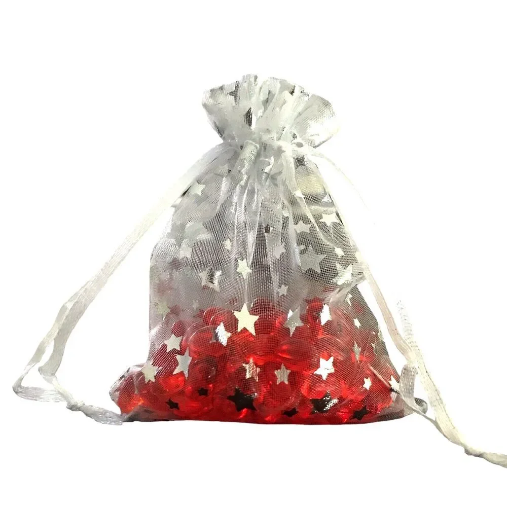 100PCS Organza Gift Bag Modern‎ Star Pattern Drawstring Design Party Packing Bag